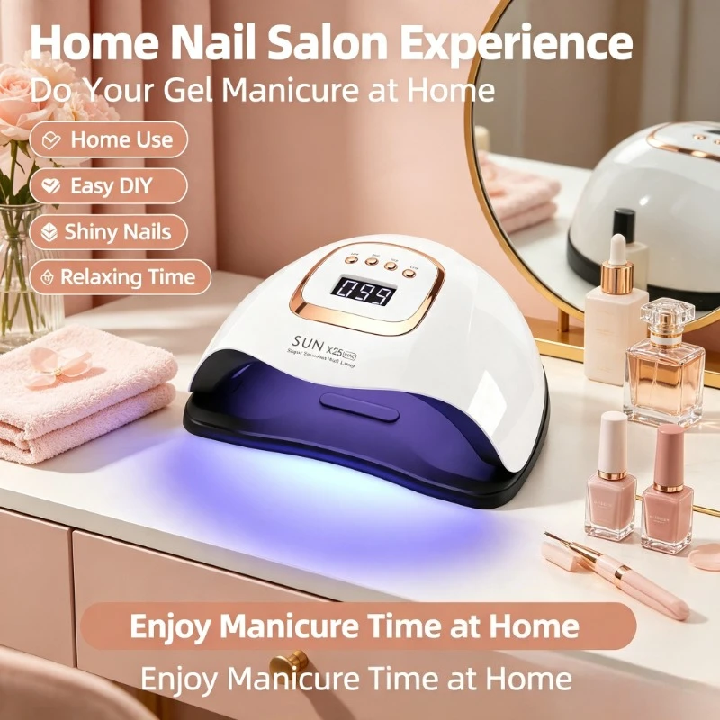 Professional Gel Curing Device 380W UV LED Nail Dryer Auto‑Sensor 4 Timer Salon Manicure Lamp