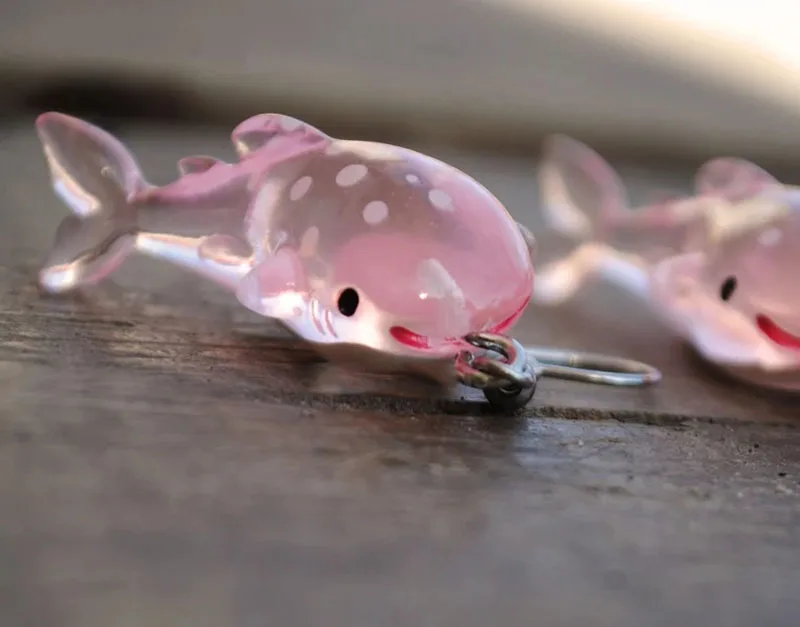 Pink Shark Fish earrings cute kawaii earrings2022