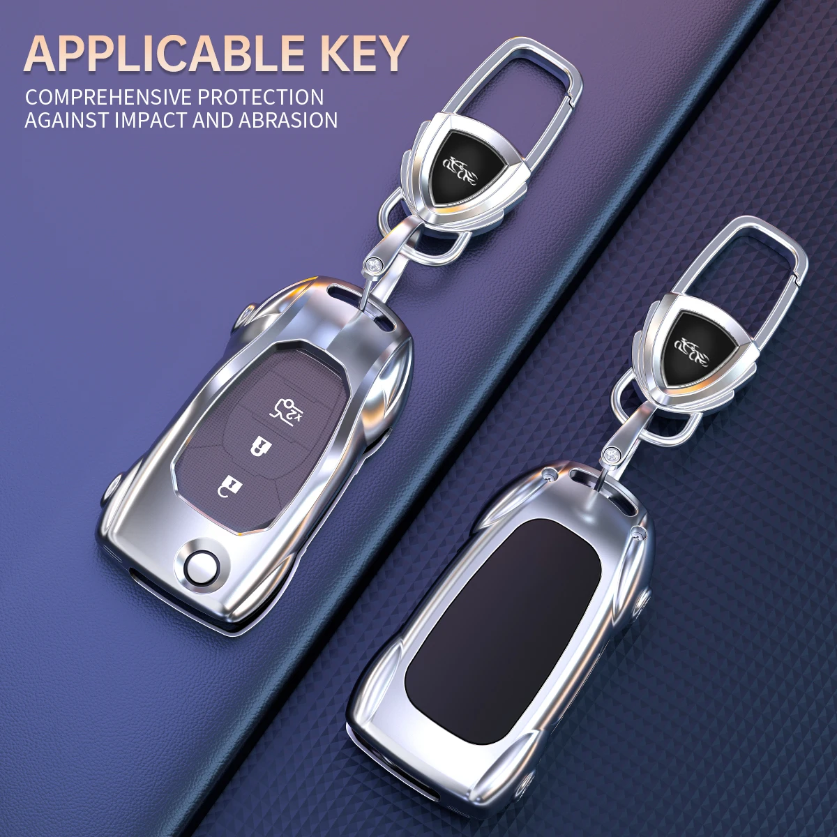 High Quality Supercar Styling Zinc Alloy Car Key Case Fob Cover Shell  for Chevrolet B 3‑Button Folding with Metal Keychain