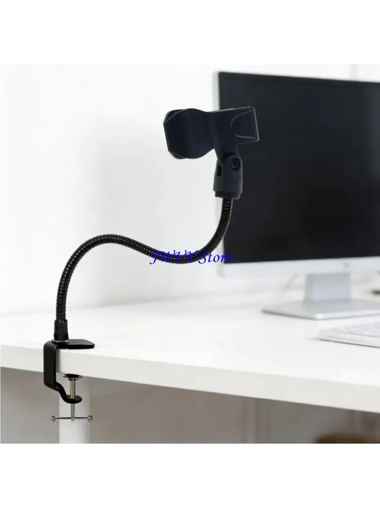573A Universal Microphone Stand Holder Adjustable Gooseneck Tube Clamp Base Desktop Stage Performances Event