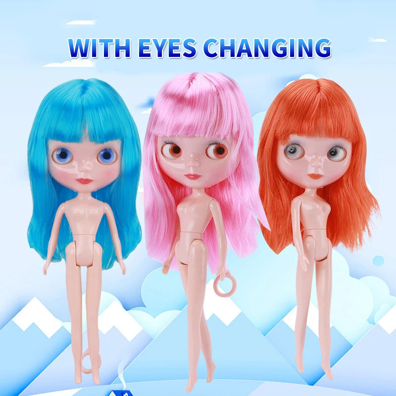 Fashion Blyth Doll Changing Eyes 30cm High Quality Bjd Doll Body with 3D Four-color Eyes Dress Up Toys DIY Accessories