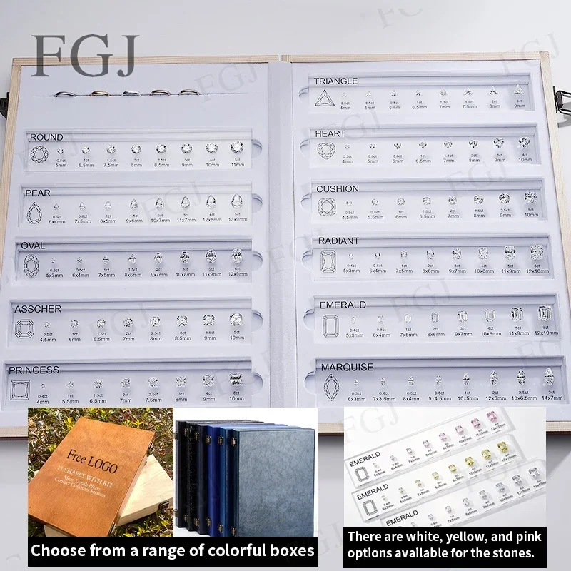 

Free Logo Hot Sale High Quality Cubic Zirconia Set 11 Shapes Customize Comparison Chart for Diamond Carat Setting