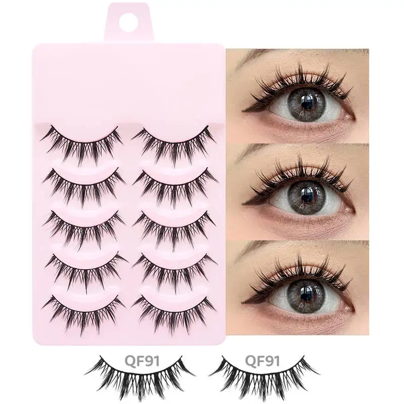 DINGSEN 5 Paar Manga-Wimpern, Augen-Wimpern, weiche, natürliche lange Wimpern, künstliche Wimpern, Anime-Wispy-Streifen, falsche Wimpern, Make-up – Detail 15