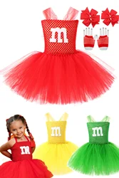Disguise Cute Chocolate Bean M Cosplay Girl Tutu Skirt Party Stage Performance Costume Child Roleplay Fancy Dress Up Party Cloth
