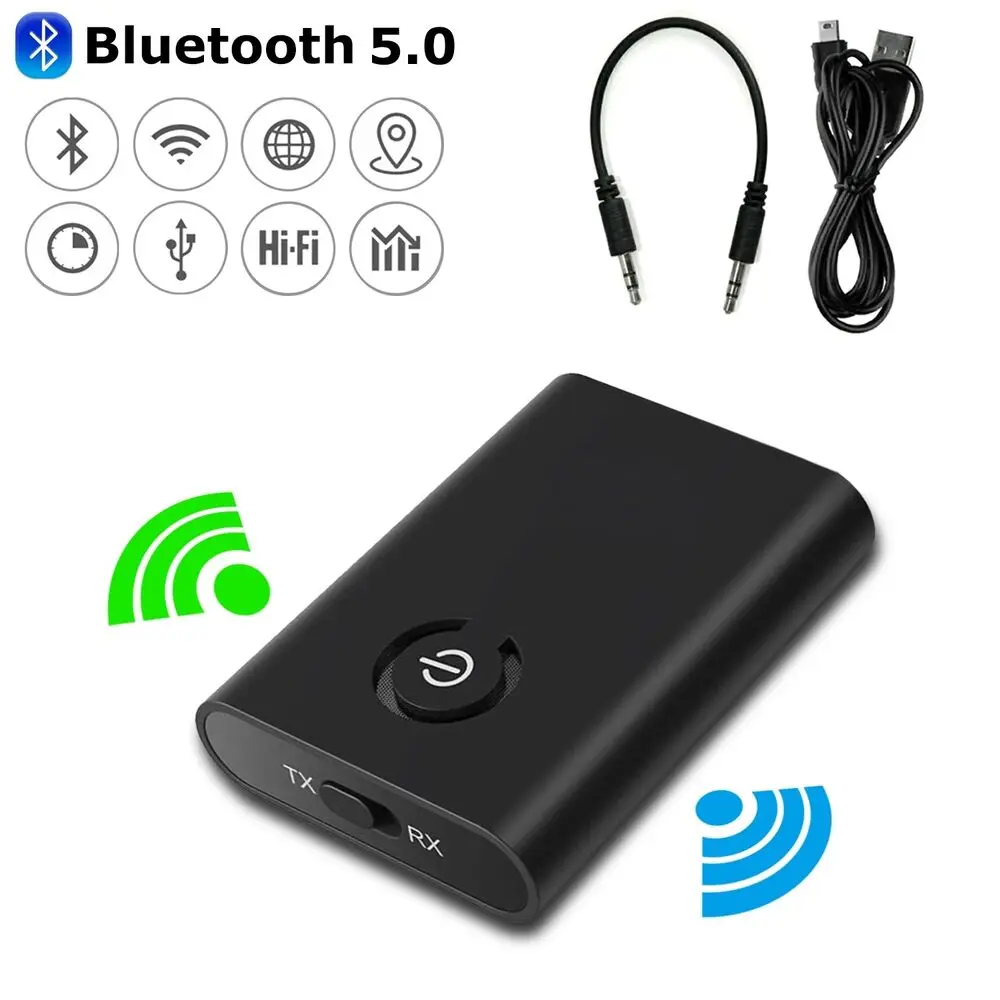 

2 in 1 Wireless Bluetooth 5.0 Transmitter Receiver Chargable Audio Adapter For TV PC Car Speaker 3.5mm AUX Hifi Music