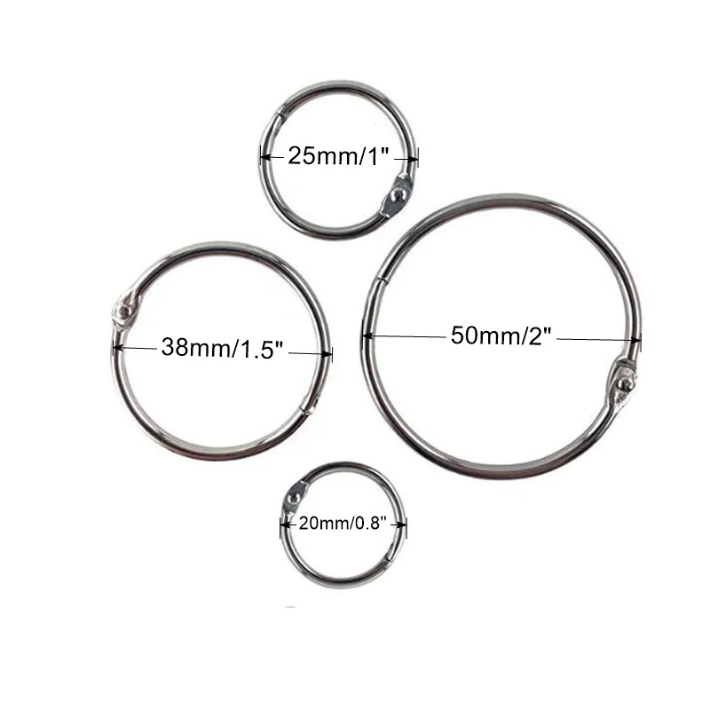 20-88mm Nickel Plated Book Rings Loose Leaf Binder Ring Key Chain Key Assorted Size