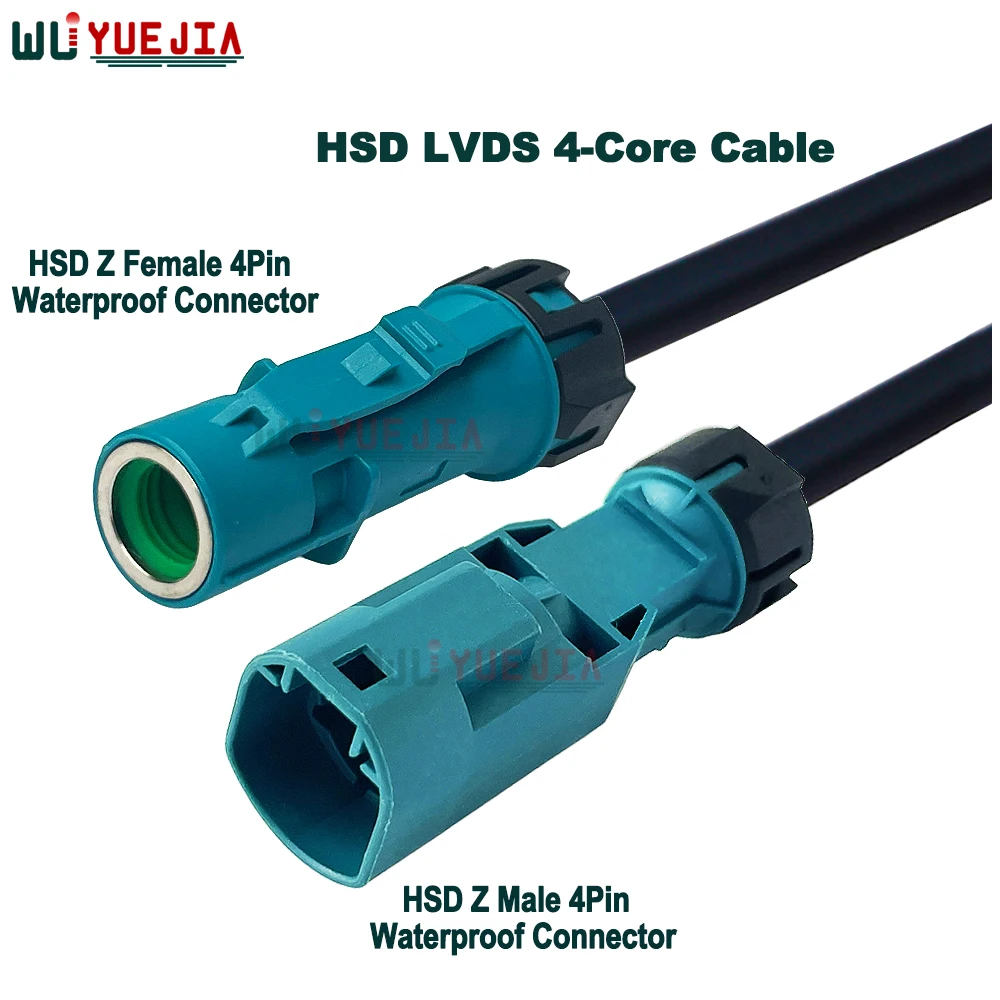 Waterproof 4Pin HSD Code Z Female to Male LVDS Cable High Speed 4-Core 535 Line Wire Harness For Mercedes-Benz BMW Audi Video