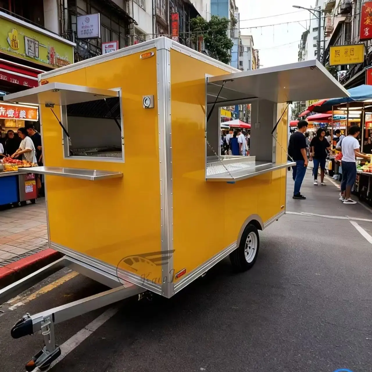 

Multifunctional Food Trailer Coffee Truck with Baking Equipment Pizza Hamburger Camper Cart Kitchen Mobile Stand