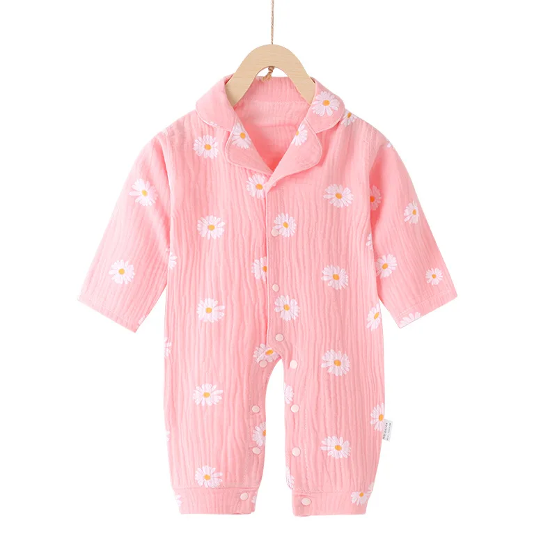 Autumn Spring Home Wear Newborn Clothes Baby Girls Boys Jumpsuit Muslin Cotton Long Sleeve Overall Pajamas Romper Infant