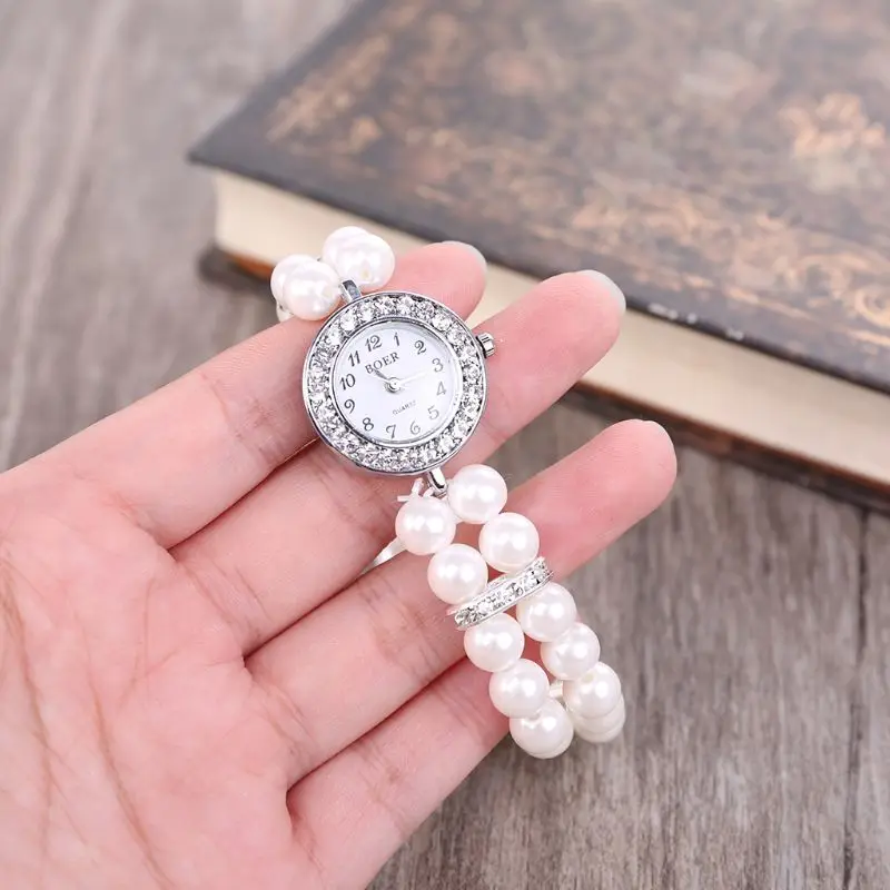 Fashion Women Watch Clock Women Casual Wristwatches Pearl Beaded Bracelet Watches Strap Quartz Wrist Watch Horloges Jewelry Gift