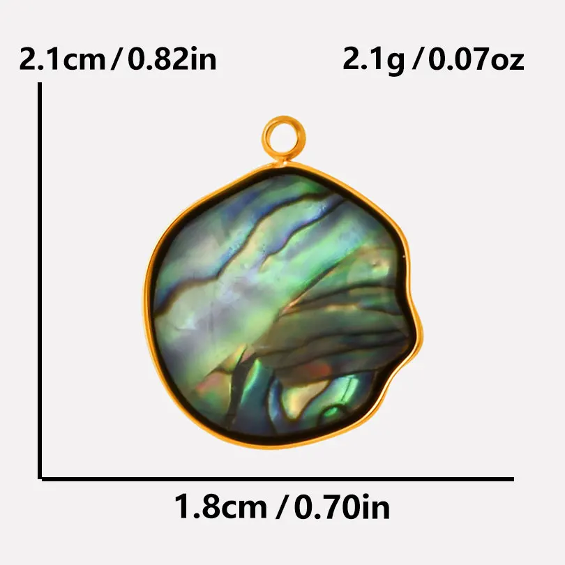 3pcs Abalone Shell Charm Round Rectangle Pendants