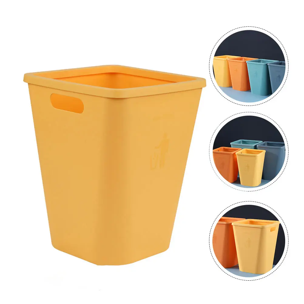 

Plastic Trash Can Kitchen Waste Basket Garbage Container Household Square Oblong Simple Nordic Safe Spacious Mouth