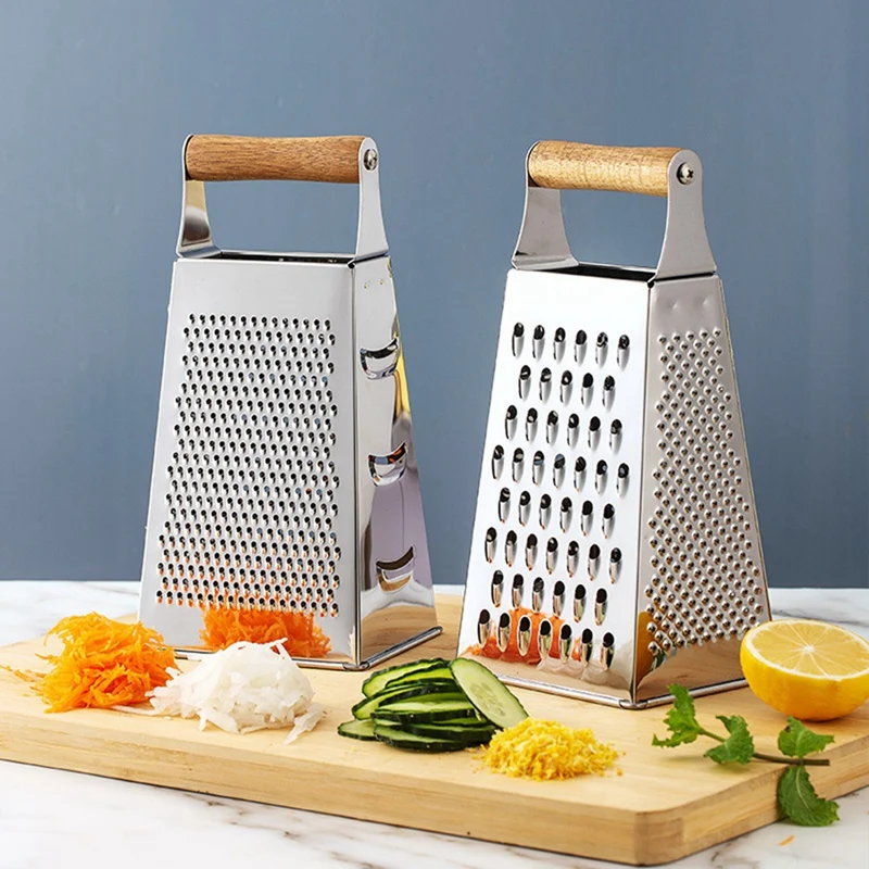 Multifunctional Stainless Steel Four-Sided Food Vegetable Grater Cheese Box Grater Peeling Grater