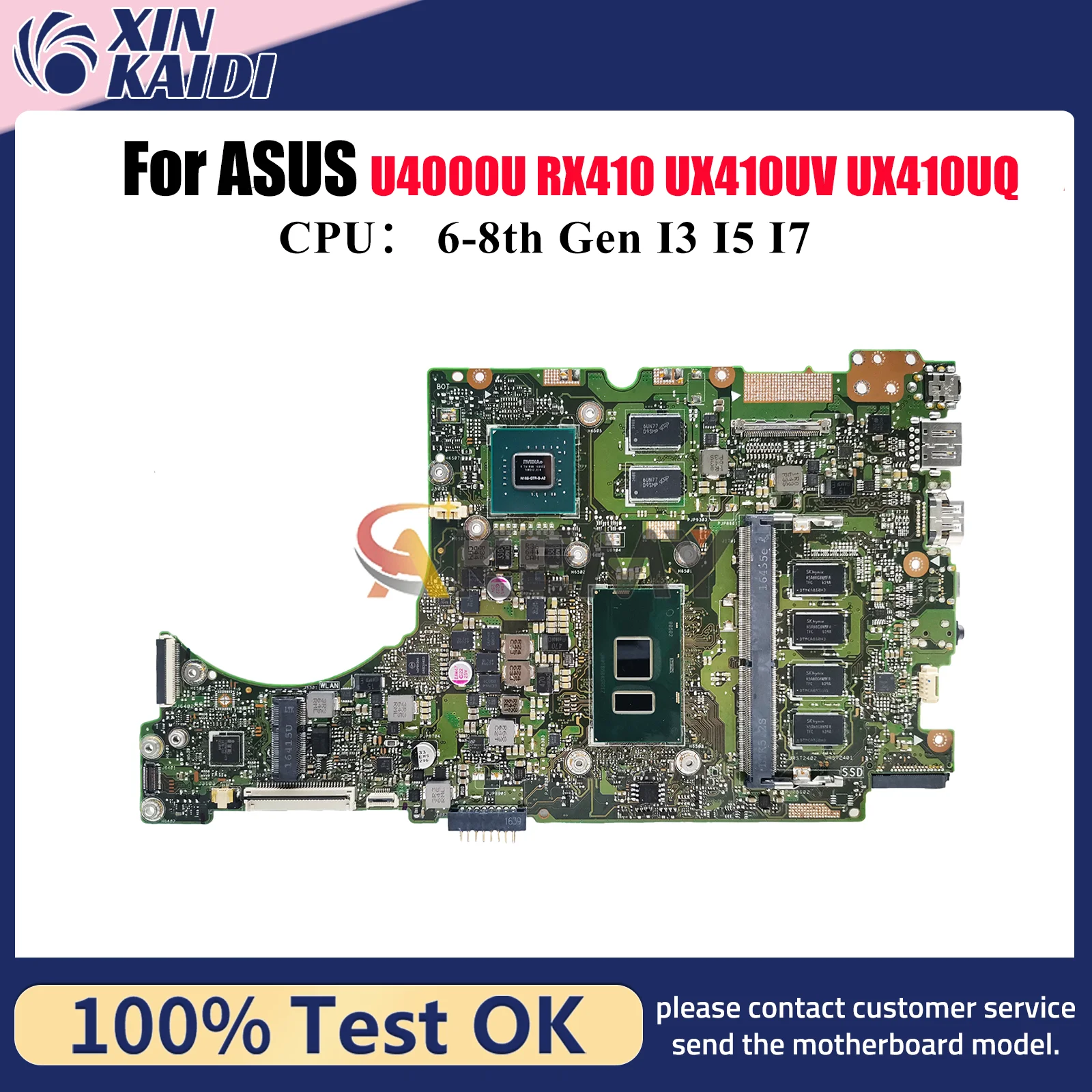 

UX410UV Материнская плата для ноутбука ASUS UX410UQR RX410 UX410UQK UX310U UX410UFR UX410UV U4000U UX410UQ Материнская плата с процессором I3 I5 I7