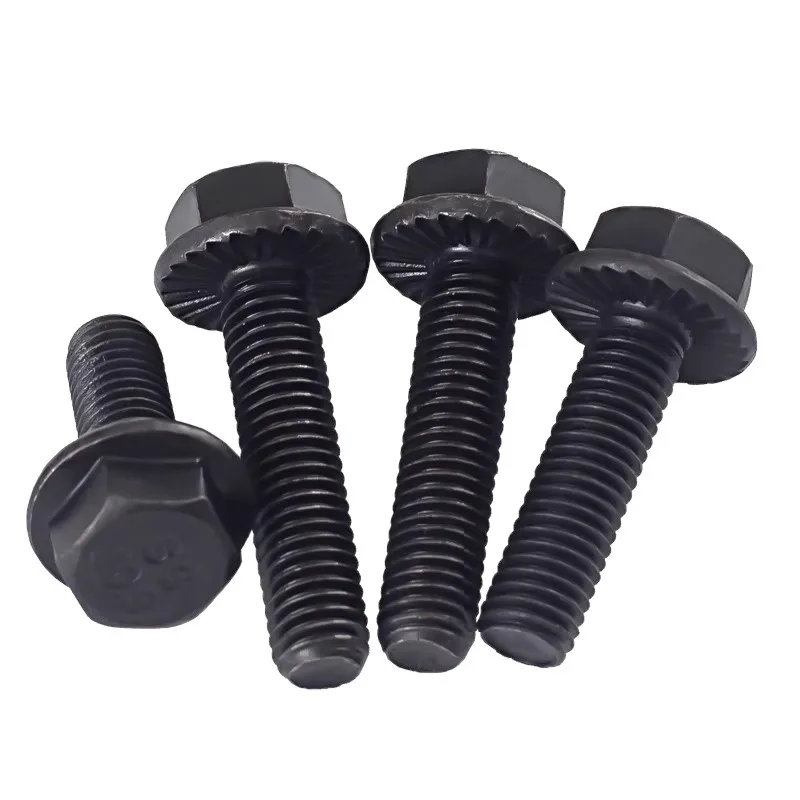 Grade 10.9 Outer Hexagon Flange Screws with Tooth and Flange Nuts Carbon Steel Anti Slip Flange Bolts with Nuts Set