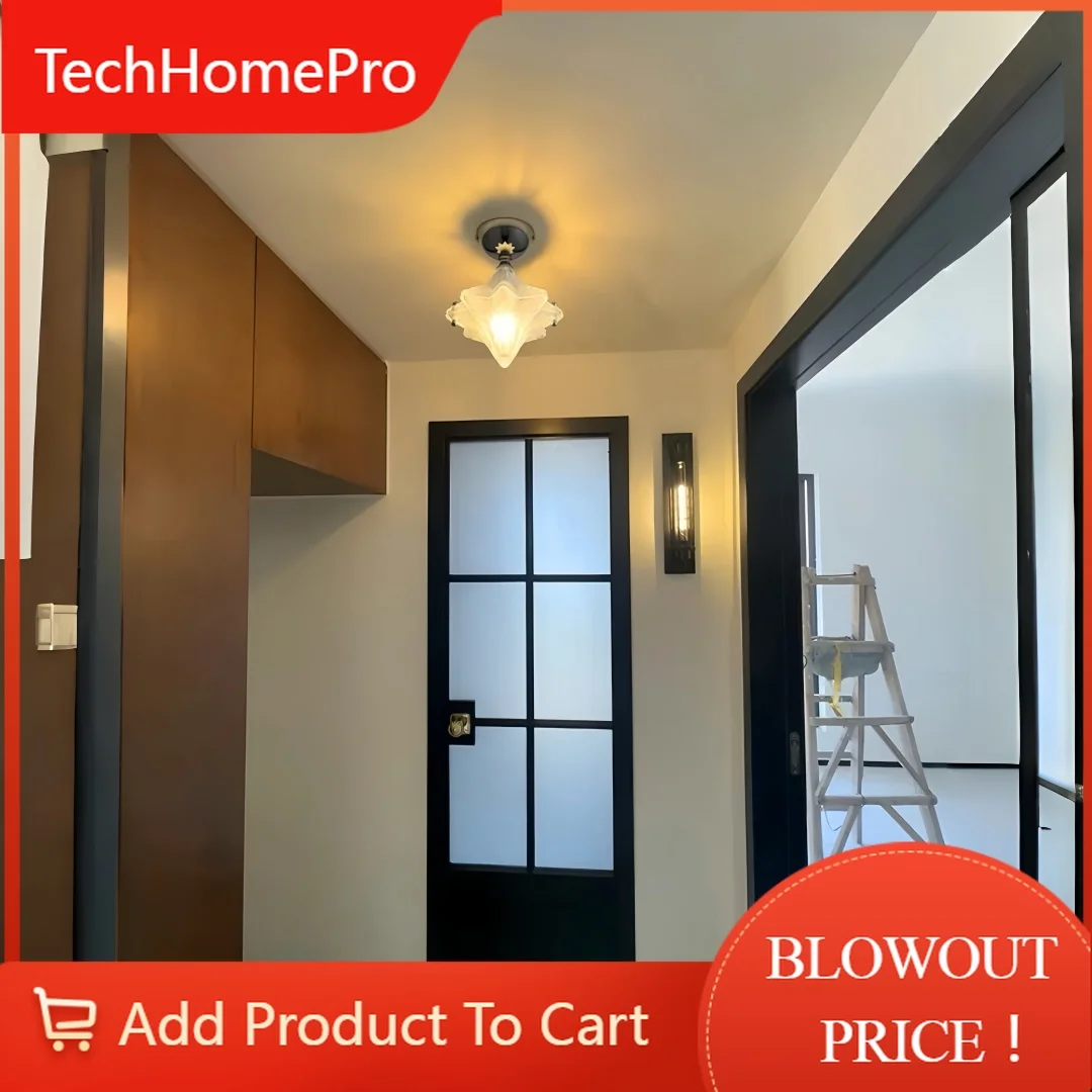 TechHPVintage Star-Shaped Semi Flush Mount Ceiling Light Retro Art Deco Ceiling Lamp For Bedroom
