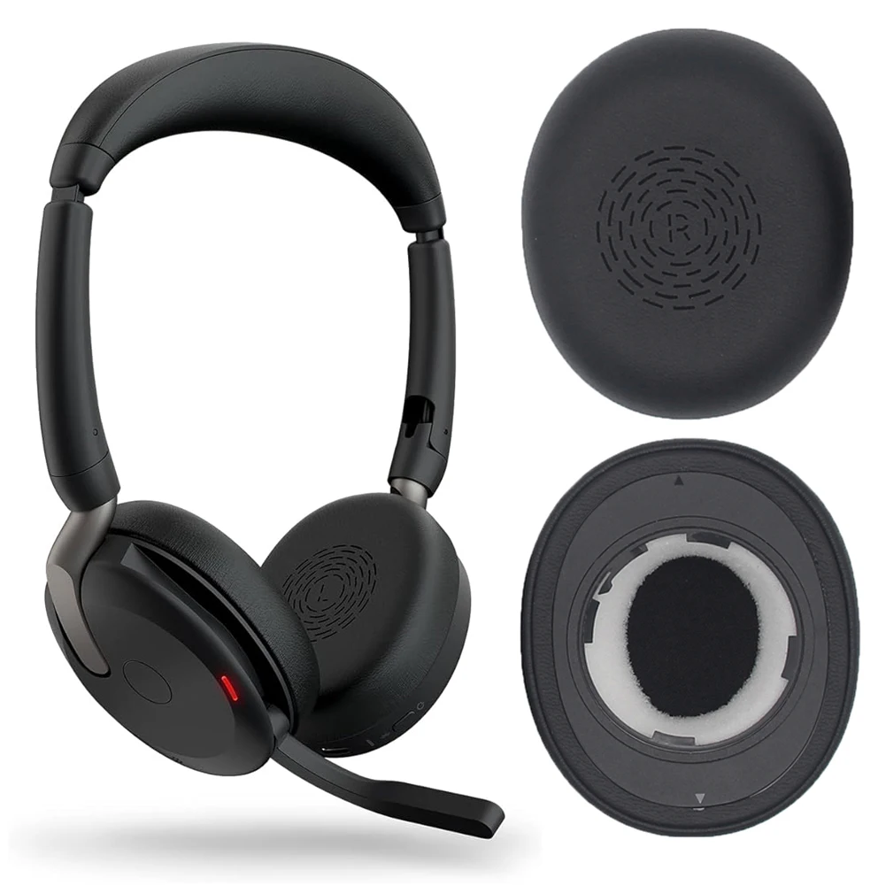 Ersatz-Ohrpolster, Protein-Leder-Ohrpolster, weicher Schaumstoff-Kissenbezug für Jabra Evolve2 65UC/65 Flex Kopfhörer