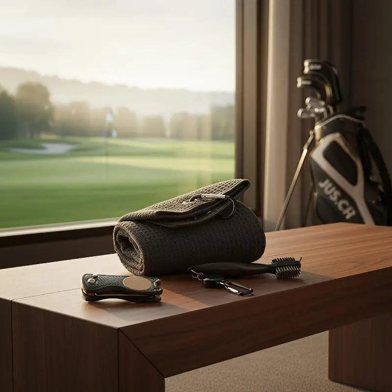 Golfbürsten- und Handtuch-Reinigungsset, doppelseitige Bürste zur Reinigung von Rillen, langlebiges Golfzubehör für die tägliche Pflege des Golfplatzes. – Detail 1