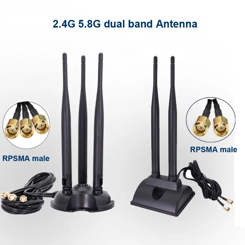 2*2/3*3/4*4 2.4G 5.8G Dual Band Antenna High Gain 12dbi Omnidirectional WiFi Router AP Aerial With Magbetic Base RPSMA SMA TS9