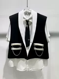 Mode trend ige männliche High-End Herren Anzug Weste 2024 Frühling Sommer neue lässige Strass Kette Blazer Westen lose ärmellose Tops