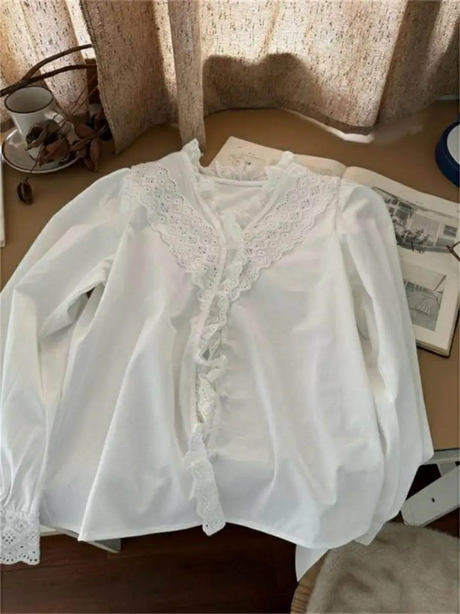 

Белая женская рубашка с длинным рукавом и вырезами, весенняя, высококачественная, уникальная, для офиса, в корейском стиле, свободного кроя, на пуговицах, с защитой от УФ-излучения