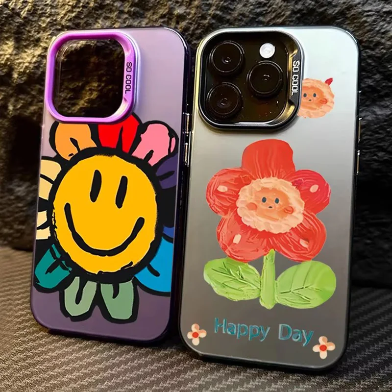 

Case For Xiaomi Redmi Note 14 13 12 11 Pro Plus 5G 12S 11S 11 10S Redmi 13C 14C Floral Pattern Sun Smile Face Design Phone Cover