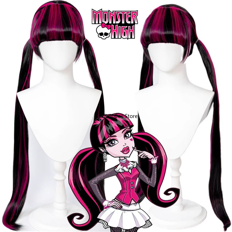 2024 Anime Draculaura Cosplay Wig Monster Costume High School Draculaura Wigs Halloween Vampire Party Dressing COS Wig