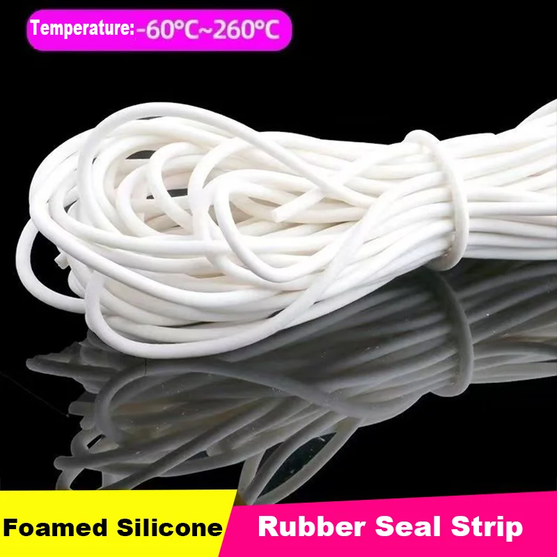 Silicone Foam Strip OD 1/1.1/1.2/1.3/1.4-18/20/25mm Heat-Resistant Sealing Strip Soundproof/anti Slip Silicone Cylindrical Strip