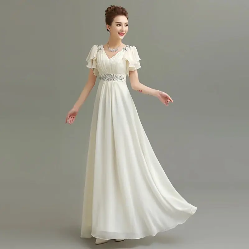 2024 New Large Chorus up Dr Host Long Skirt Performance Evening Gown Women's Long Dr Ele Princ Sle