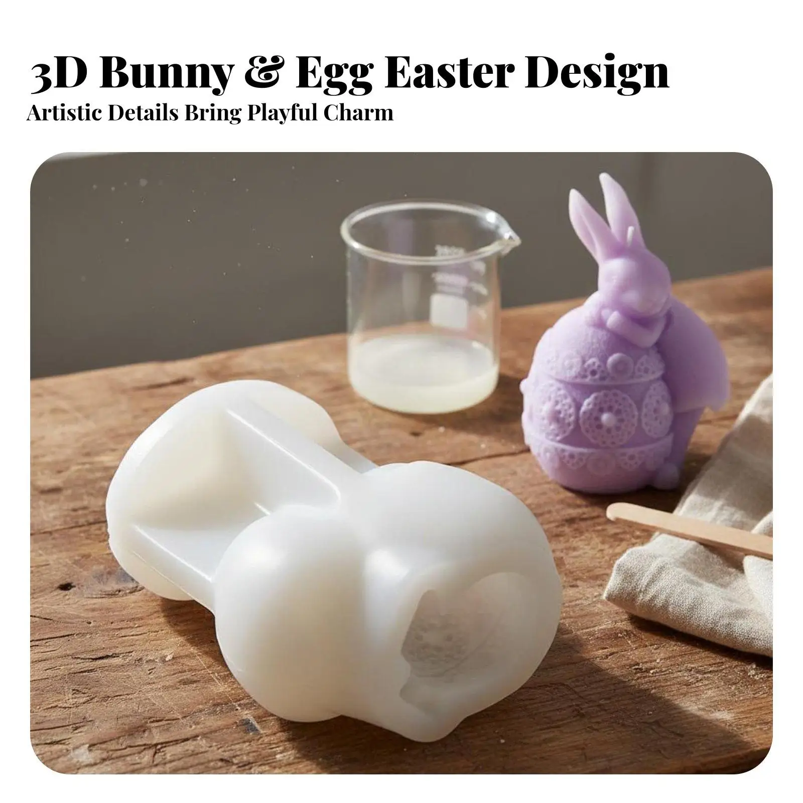 Bunny Candle Cast Easy De Form Easter Hare Silic Single Form Reusable for DIY Enthusiasts, Hobbyists, Home Decor, Spring