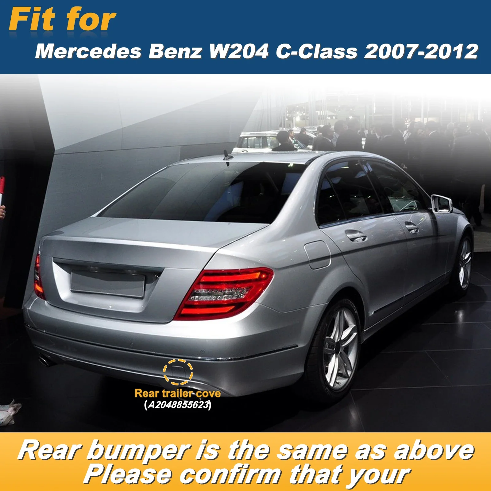 For Mercedes W204 C Class 2007-2012 Rear Bumper Tow Hook Towing Eye Cover Replacement Genuine Part A2048855623