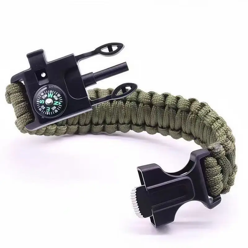 Outdoor Multi-function Paracord Survival Bracelet with Flint Adventure Emergency Rescue Survival Rope Bracelet Igniter for Men