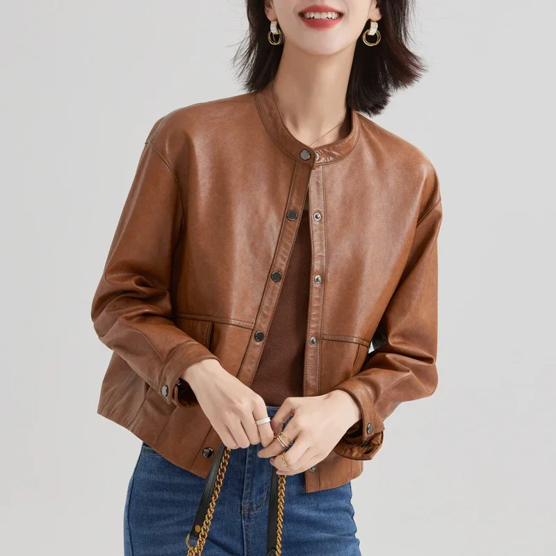 Tajiyane Genuine Sheepskin Jacket Women New Spring Autumn Real Leather Coat Short Casual Leather Jackets Veste En Cuir Femme SGG