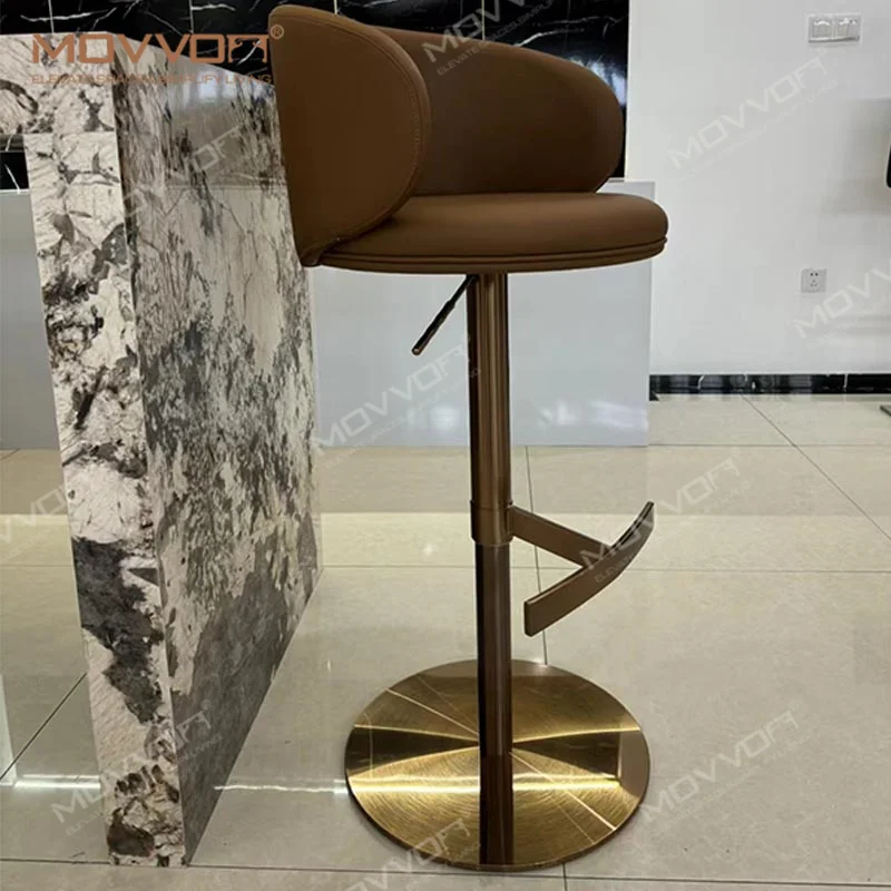 

High Swivel Stool with Rotatable Back Modern Leather Bar Chair for Dining for Home and Hotel