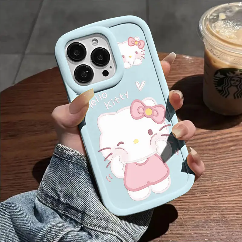 NEW Sanrio Hello Kitty Full Screen KT Star Phone Case For iPhone 15 14 13 12 11 Pro Max XR XS Max Anti Fall Cartoon Lovely Pink