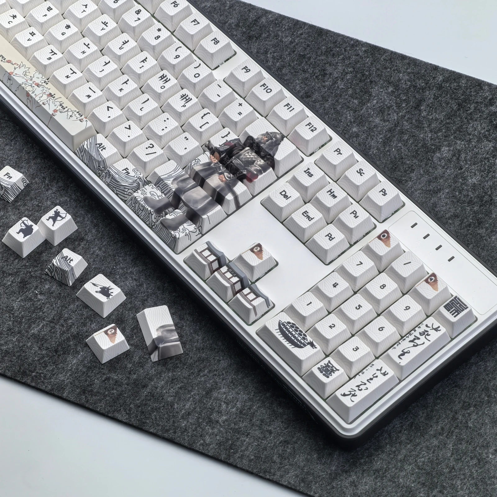 Teclas Retro coreanas Pbt con diseño de cereza, teclas colgantes, líder de guerra histórica, llave General de 129 teclas para teclado