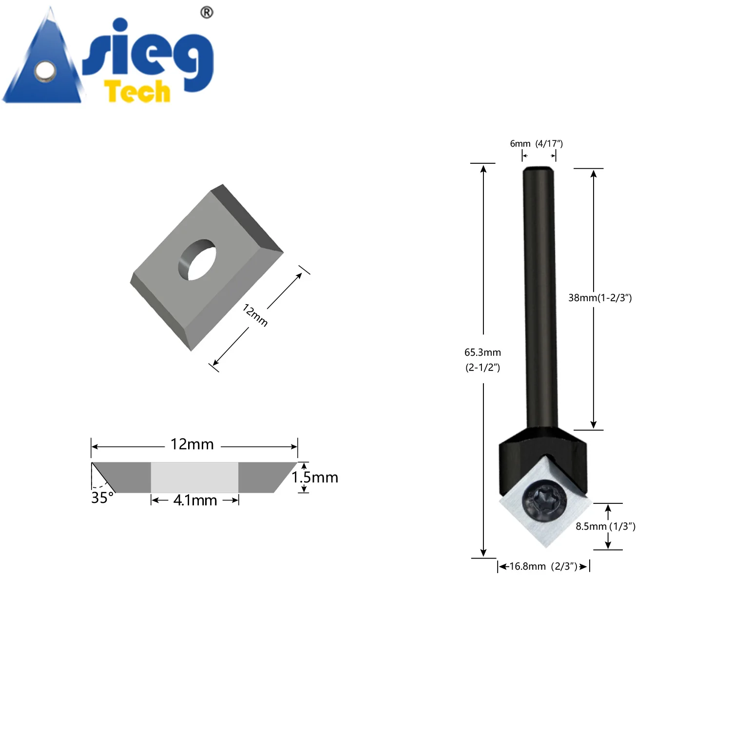 V Groove Router Bit Milling Cutter 6mm Shank 90 Degree Replaceable Carbide Insert Cutters 12mm Cut Length for CNC Carving Tool