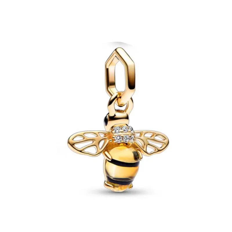 2024 European NEW 925 Silver Gold Dreamcatcher Pendant Charm Bee Star Bead Fit Original Pan Bracelet Jewelry For Gift