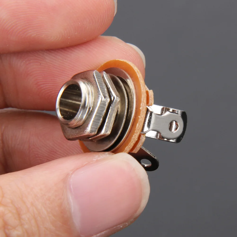 1/4 Inch Guitar Plug Socket Nickel Electric Guitar Output Jack Noise Reduction Guitar Parts Accessories for Electric Guitar Bass