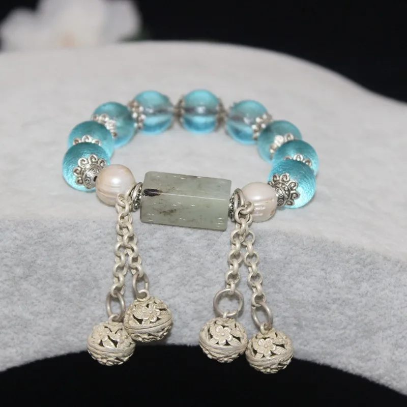 imitation-of-ming-dynasty-blue-round-bead-bracelet-old-glass-paired-with-hetian-jade-ancient-characters