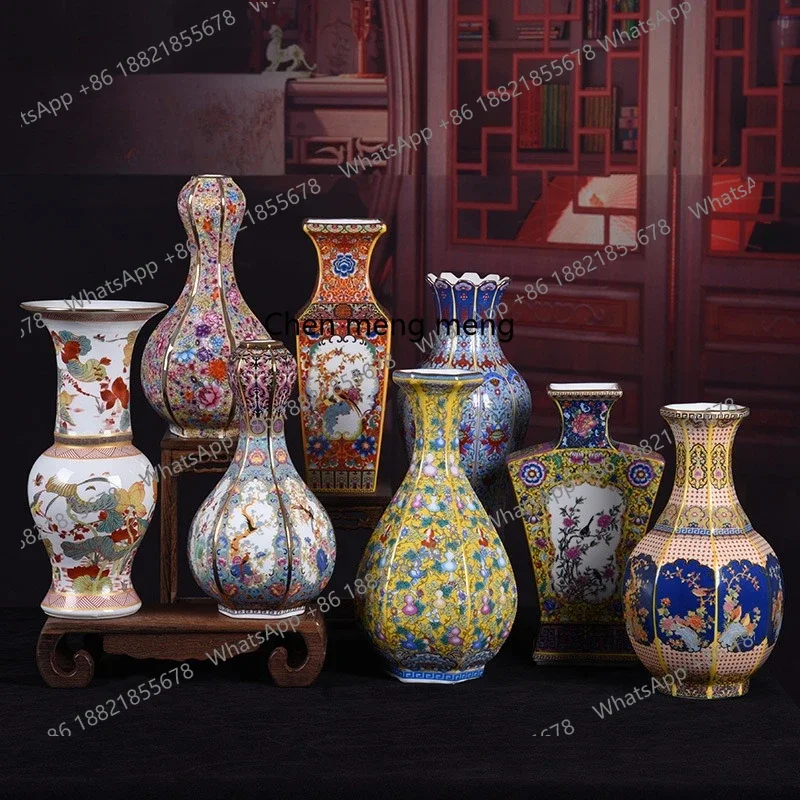 H178Ceramic vase, vintage pattern flower goblet home furnishings decorative ornaments, antique porcelain