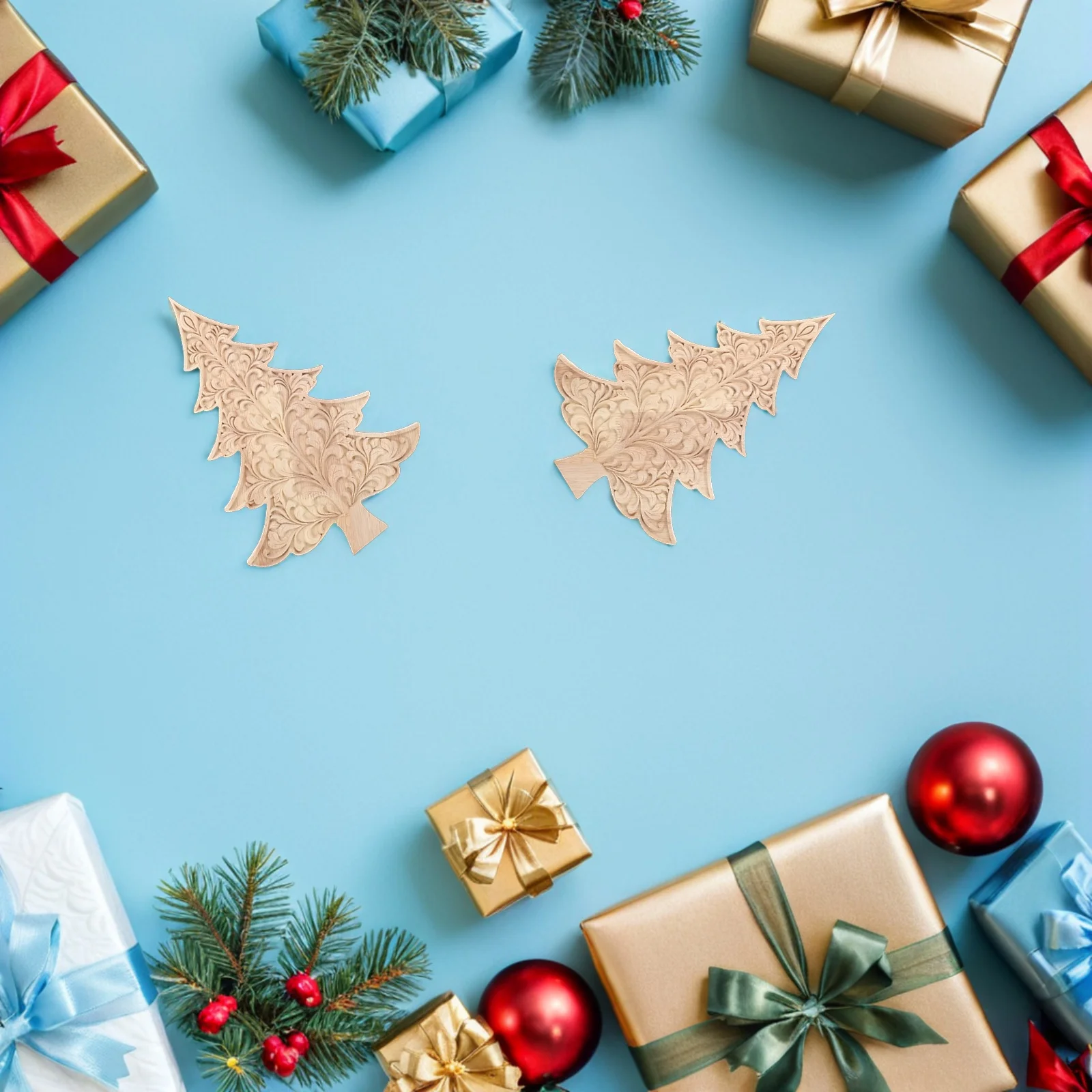 

3D Wooden Christmas Tree Rustic Farmhouse Carved Tree Cutouts Unfinished Wood Decoration DIY Holiday Tabletop Mantel Display