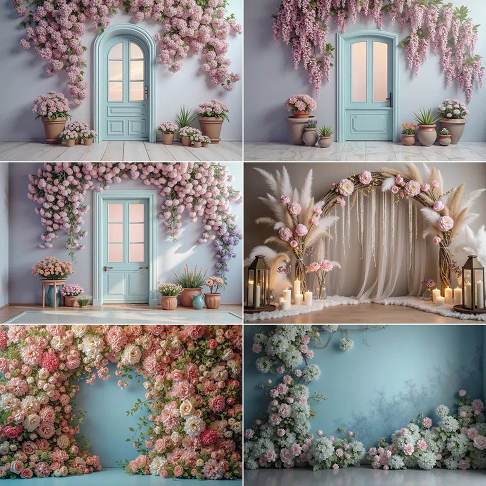 

MOON.QG Adult Women Girls Birthday Backdrop Photography Flower Arch Door Frame Wedding Photocall Background Studio Accessories