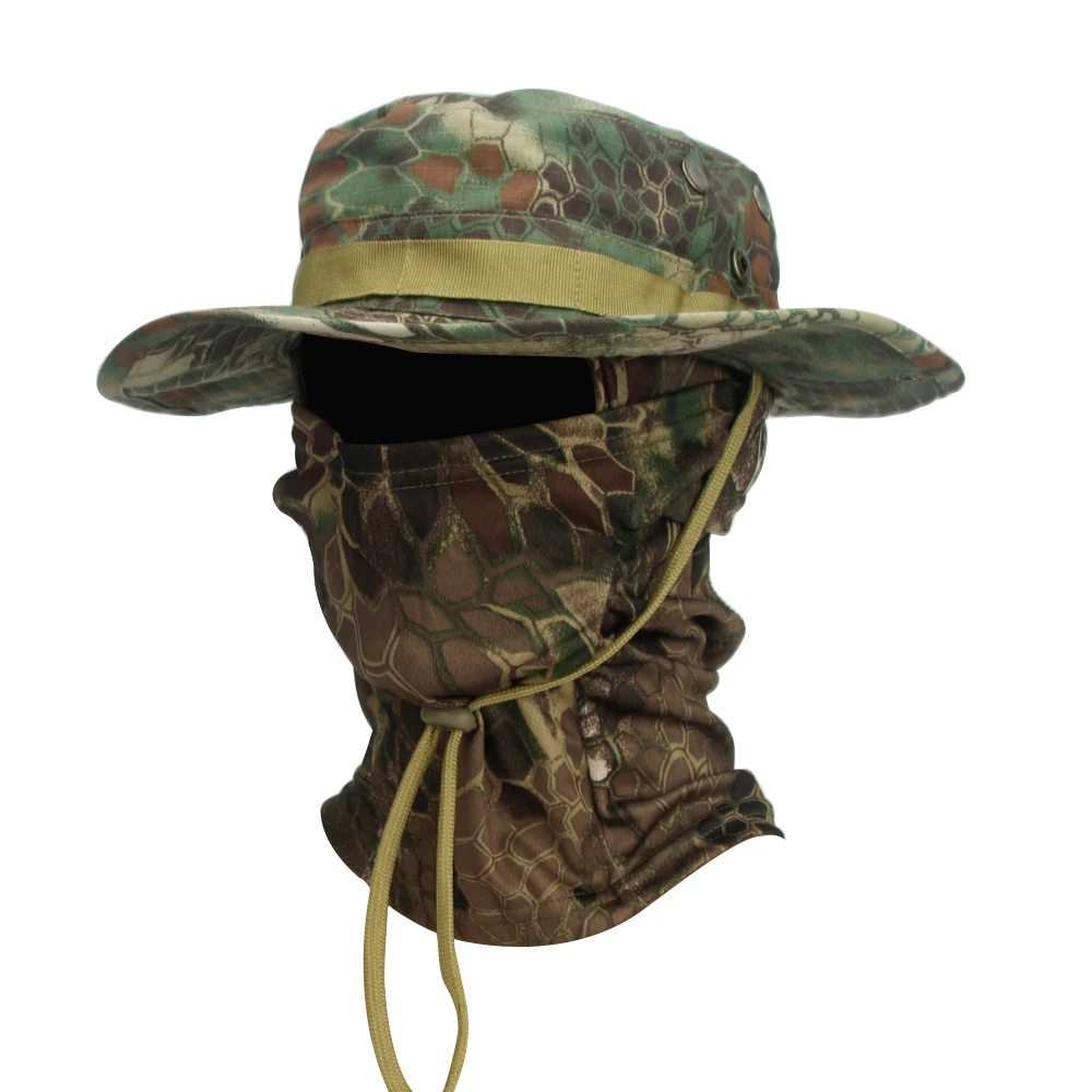 2 Teile/satz Männer der Sonnenschutz Breite Krempe Hut Mit Balaclava Mix Set Atmungsaktive Jagd Hut Outdoor Camping Wandern Angeln Kappe