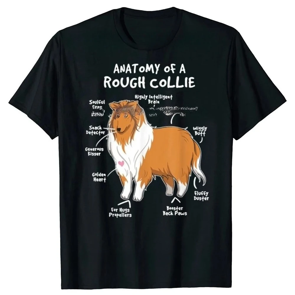 Koszulka damska z krótkim rękawem z nadrukiem serca Rough Collie, zabawny pies, humor, streetwear, letnia odzież, top Y2K