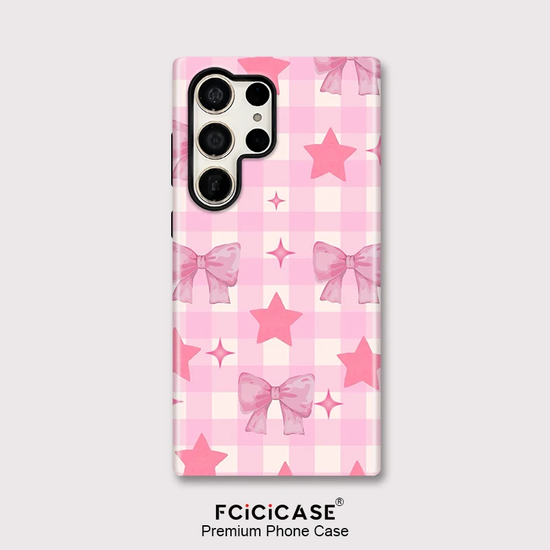 Fcicicase Phone Case For Samsung Galaxy S24 Plus A16 S23+ A36 S25 S26 Ultra S20 FE A26 A56 Bow Knots Stars Shockproof Cover