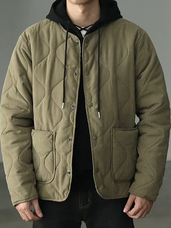 

American Sle Thiened Cotton Jaet Men's Faionable Versatile Quilted Outerwear Winter New Fce Warmth Loose Cotton Coat