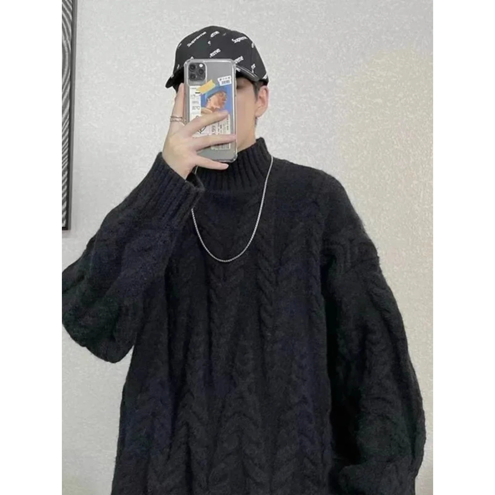 

Повседневный круглый свитер унисекс из полиэстера для молодежи, комфортный крой, осень-зима