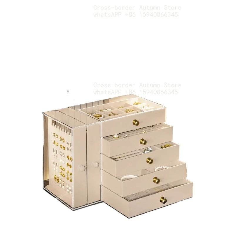Transparent Drawer Style Velvet Jewelry Storage Box Earring Necklace Multi-layer Jewelry Storage Case Fashionable Accessory O...