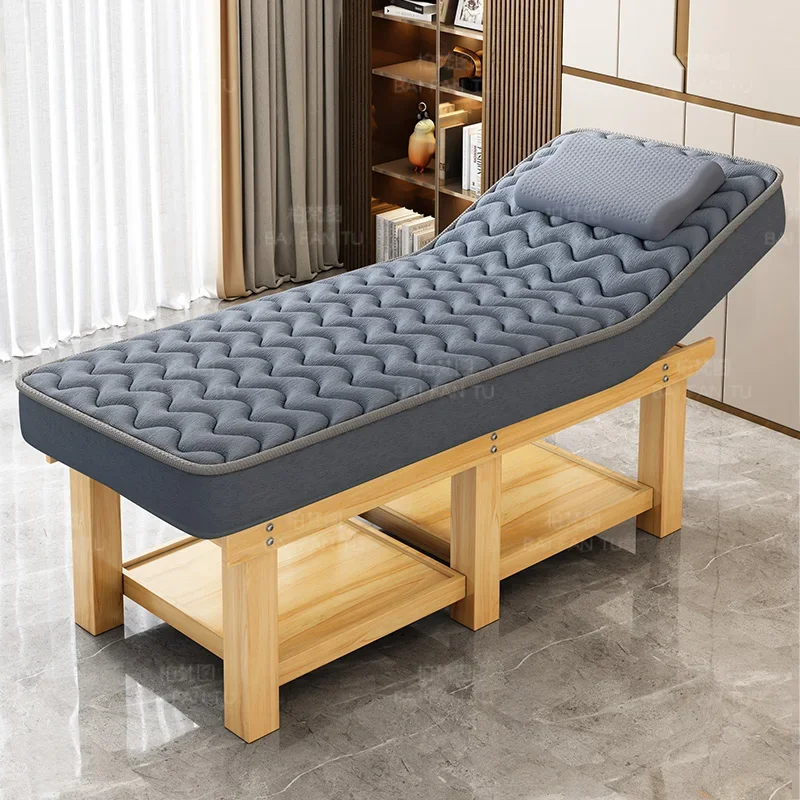 Latex Beautify Massage Bed Solid Wood Physiotherapy Face Lash Massage Tables Nail Esthetician Salon Furniture Cama Dobravel FYMB